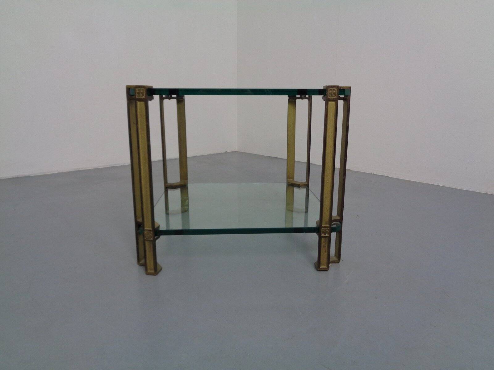 T24 Tempered Glass & Brass Coffee Table by Peter Ghyczy, Germany, 1970s