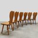 Vintage brutalist wooden dining chairs 1970 'hearts'
