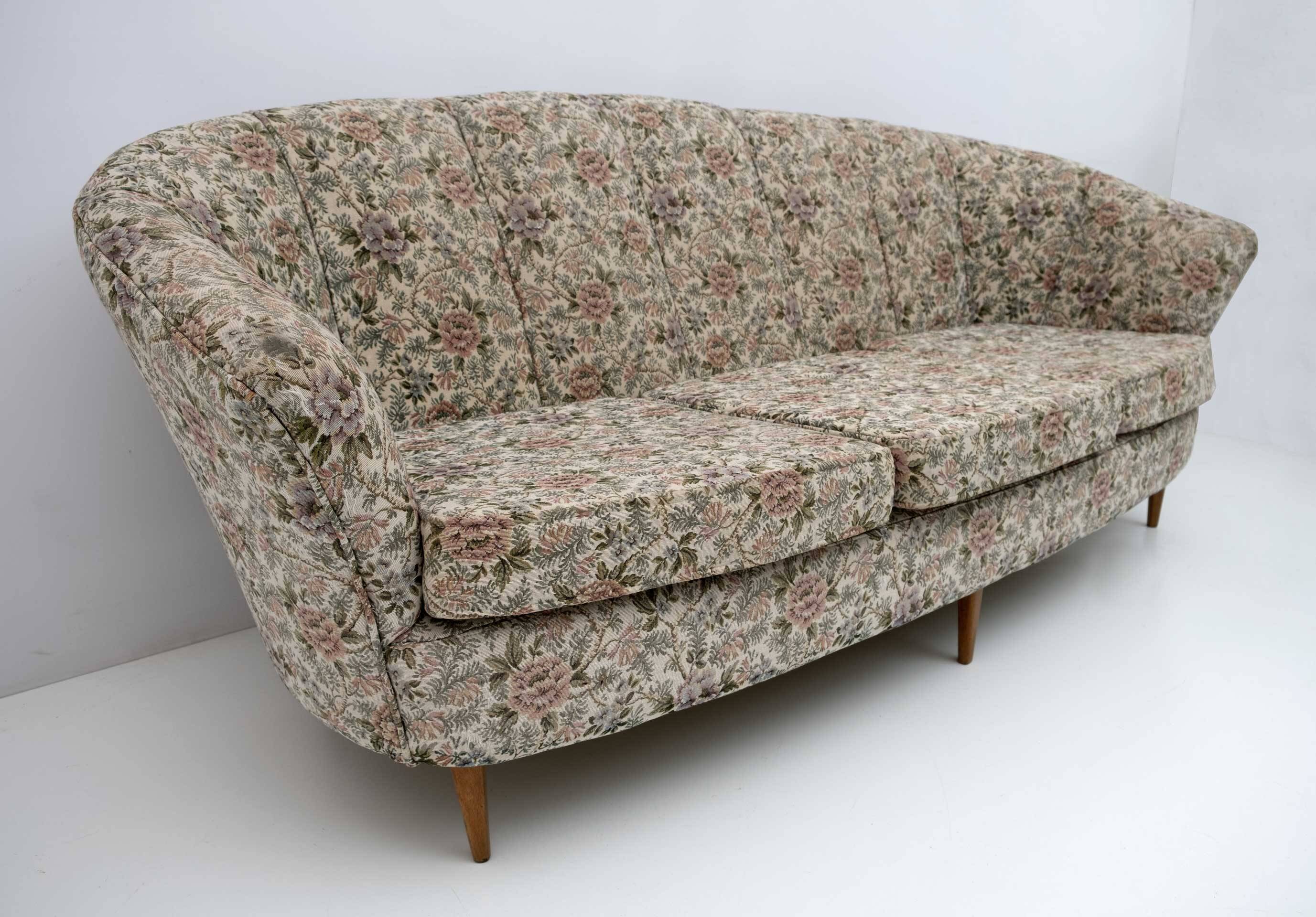 Ico Parisi Style Mid-Century Modern Italian Sofa, 1950s