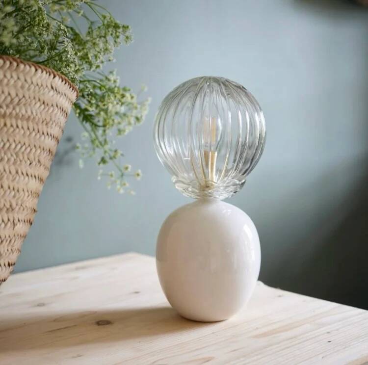 Ceramic lamp & striped glass