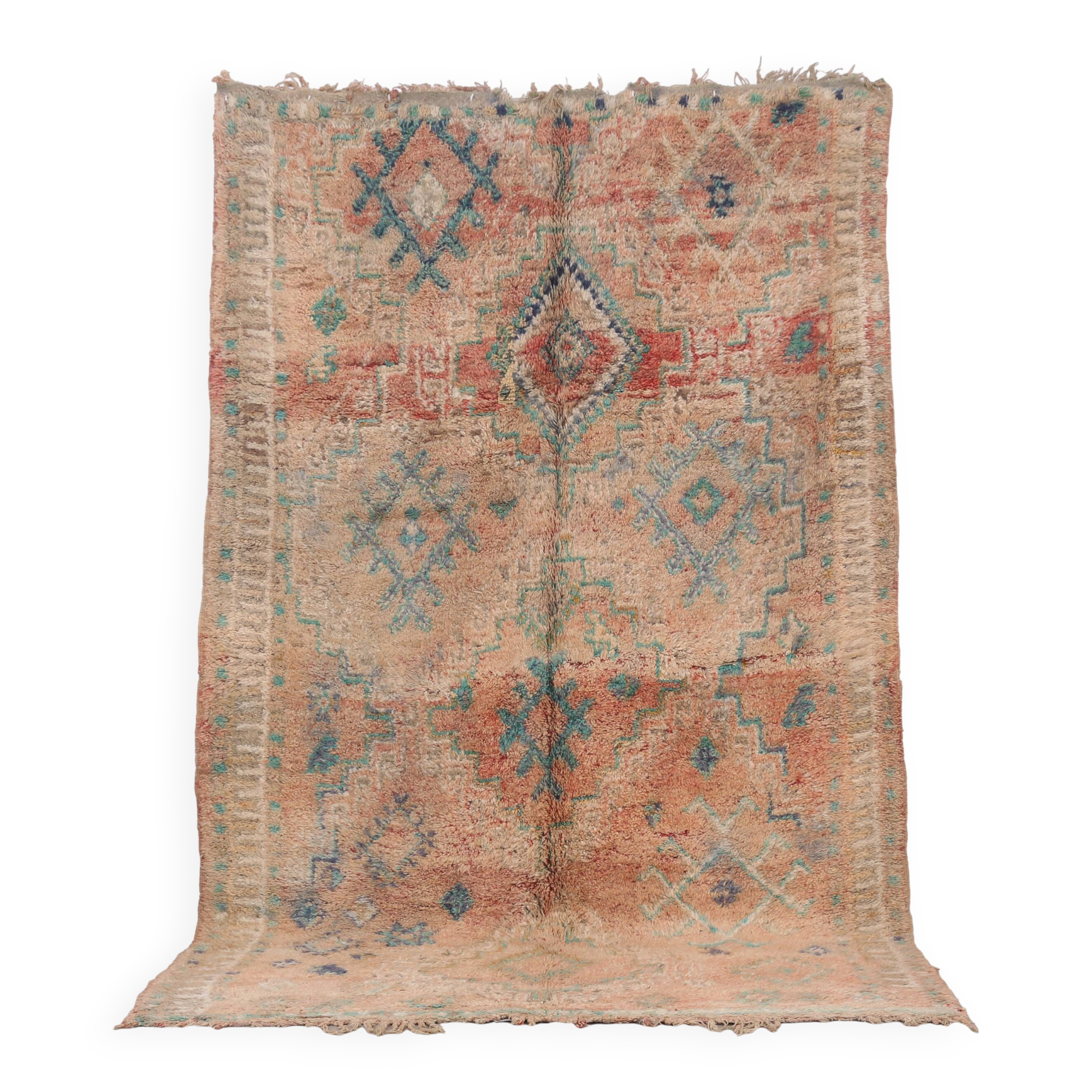 Peach Vintage Moroccan Rug 178 x 271 cm - Berber Wool Rug - Handmade Rug