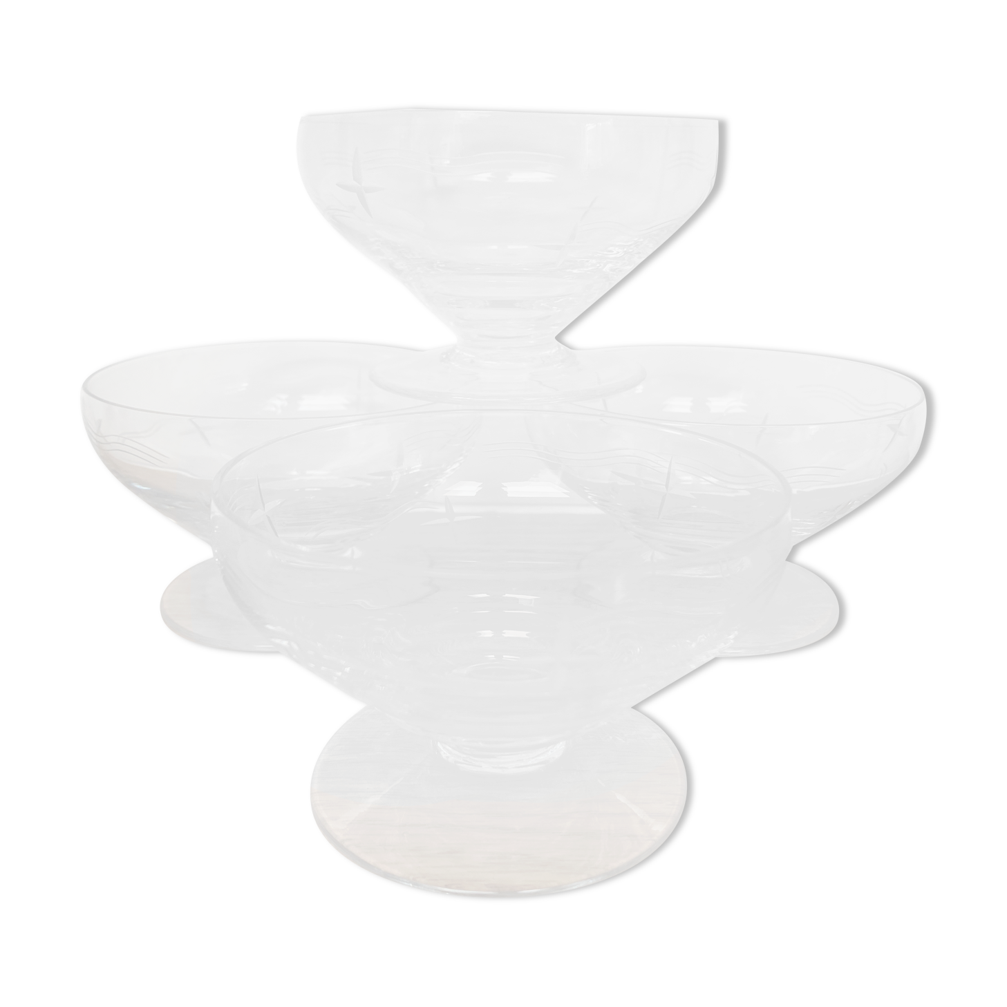 Set of 4 cut glass cups