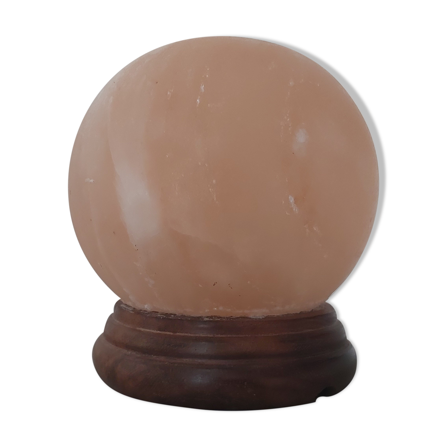 Vintage wood and alabaster ball lamp