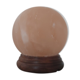 Lampe boule vintage bois et albâtre