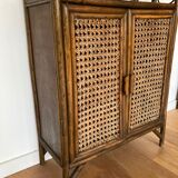 Etagère rotin avec portes cannées