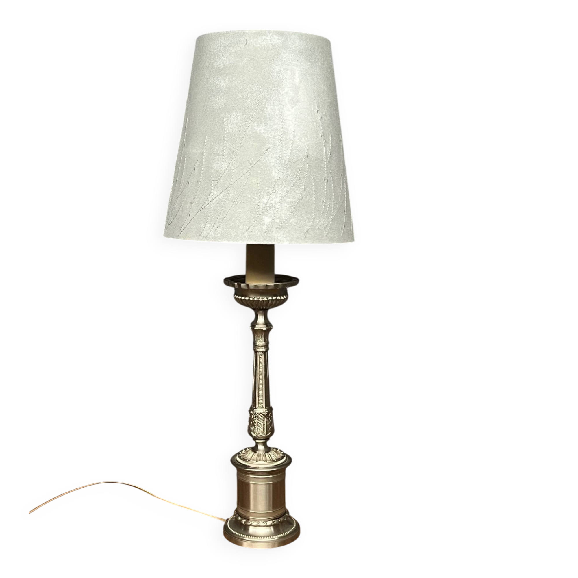 Table lamp. Solid silvered metal.