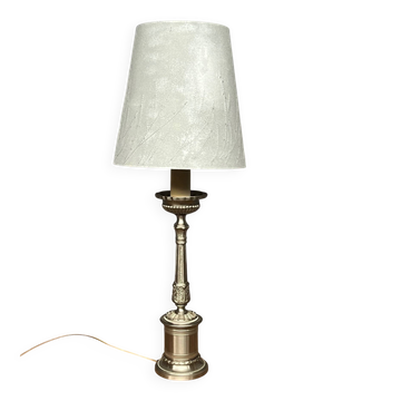 Table lamp. Solid silvered metal.