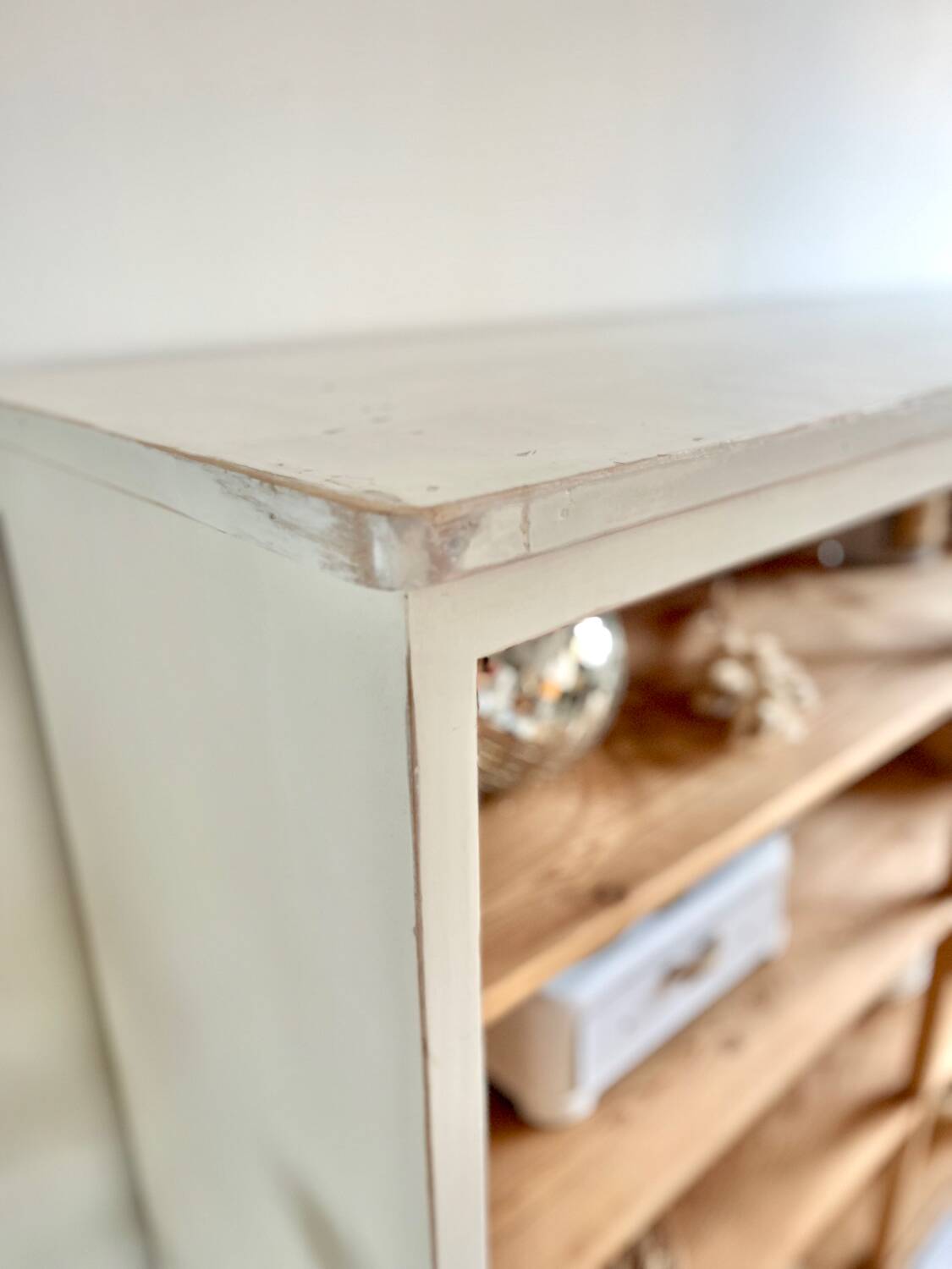 Large antique school wardrobe/bookshelf in solid pine – 1950