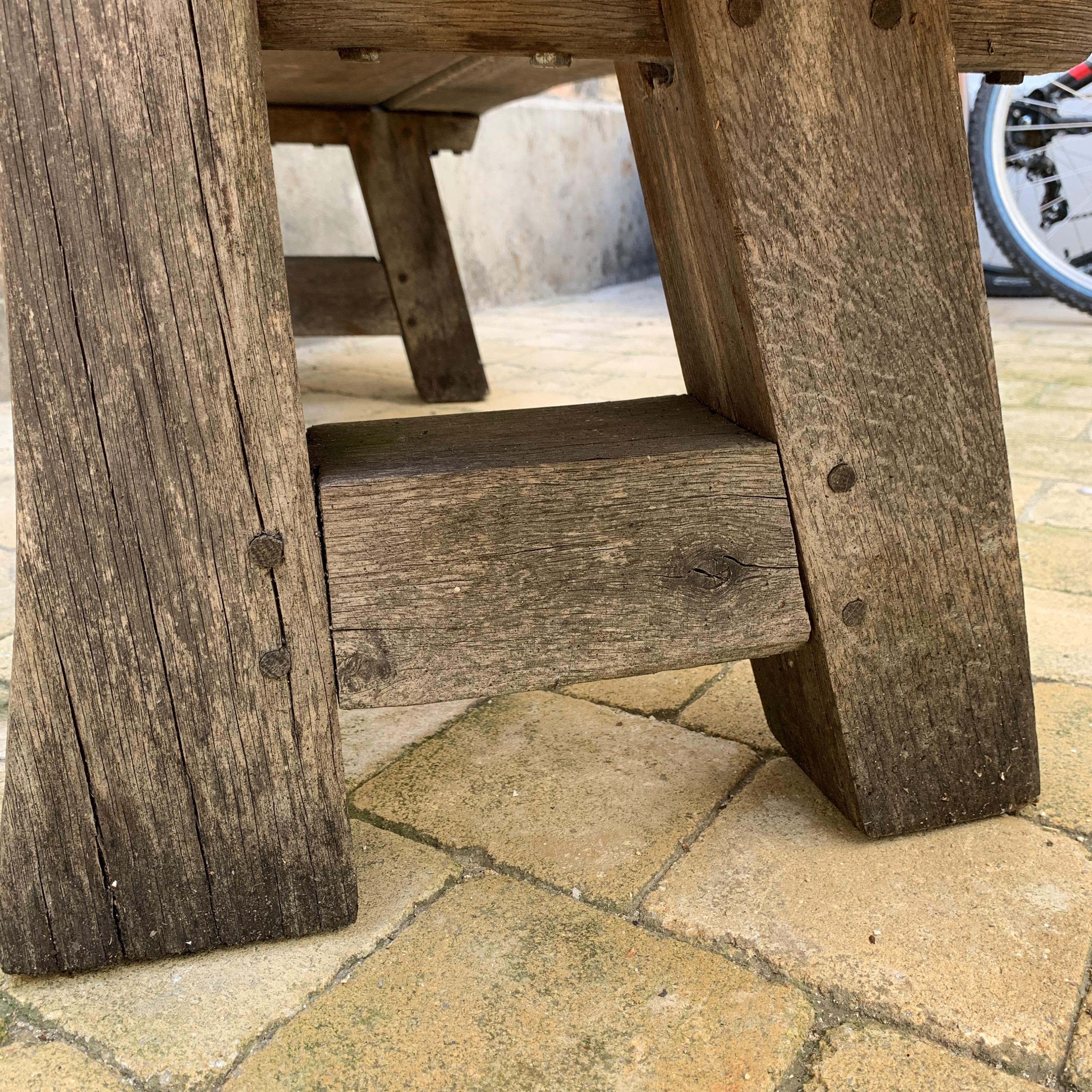 French primitive oak bench 1950