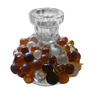 Bougeoir perles et feuilles