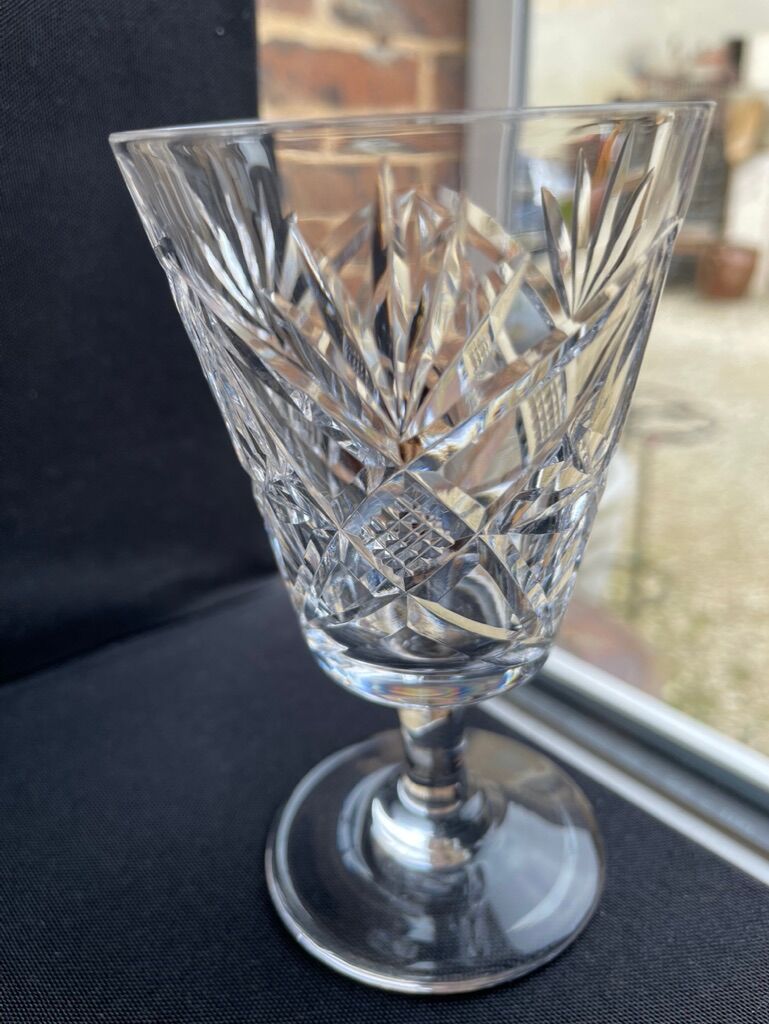6 crystal wine glasses cut xxth