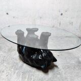 Unique Sculptural Black Bear Coffee Table, 1970s