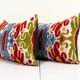 Set of two yellow ikat velvet pillows