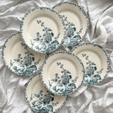 6 flat ironstone plates “Hollyhock” Gien