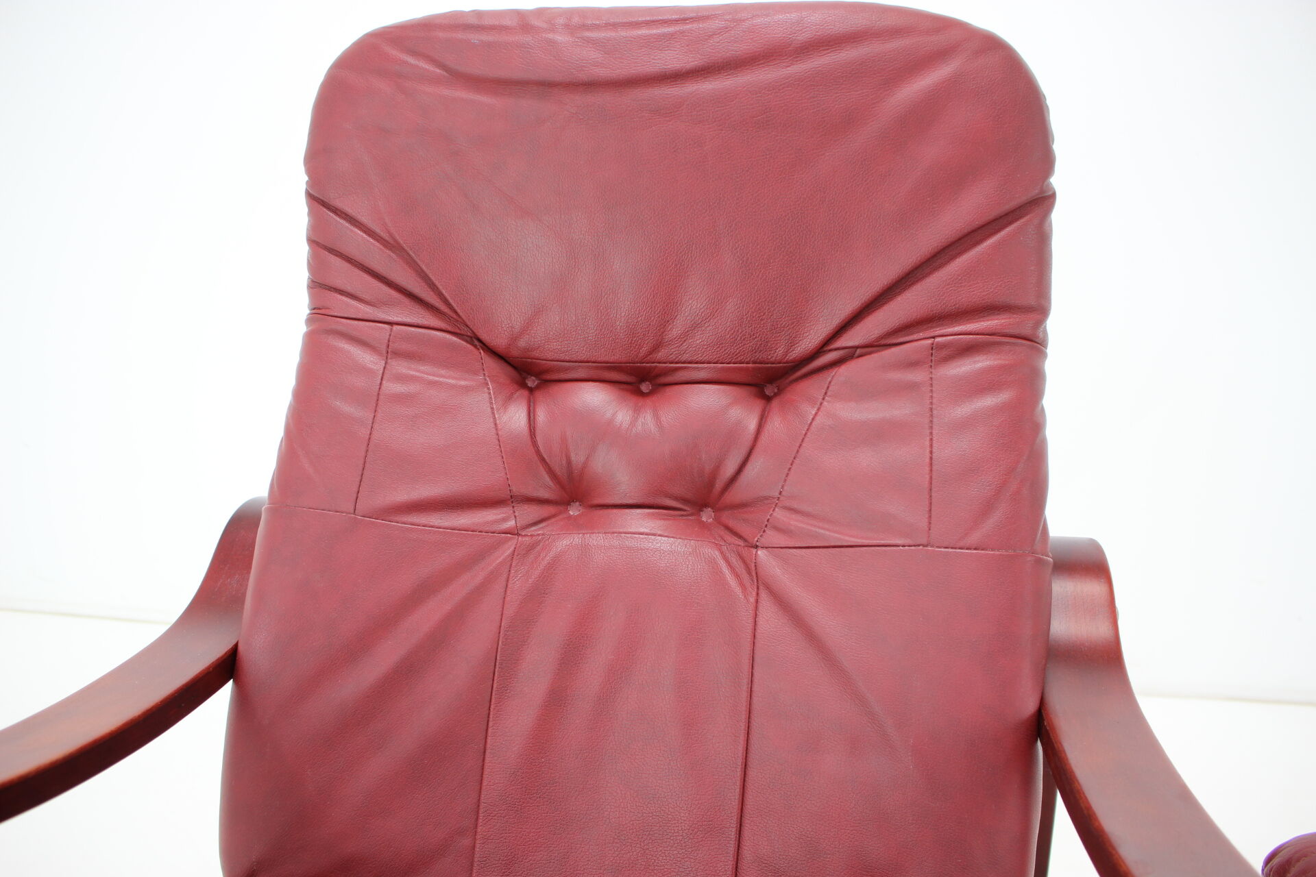 1980 Leather Armchair With Footrest, Ton Czechoslovakia