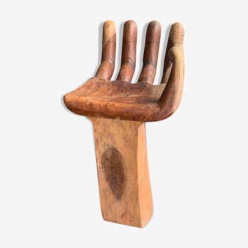 Tabouret en forme de main bois sculpté