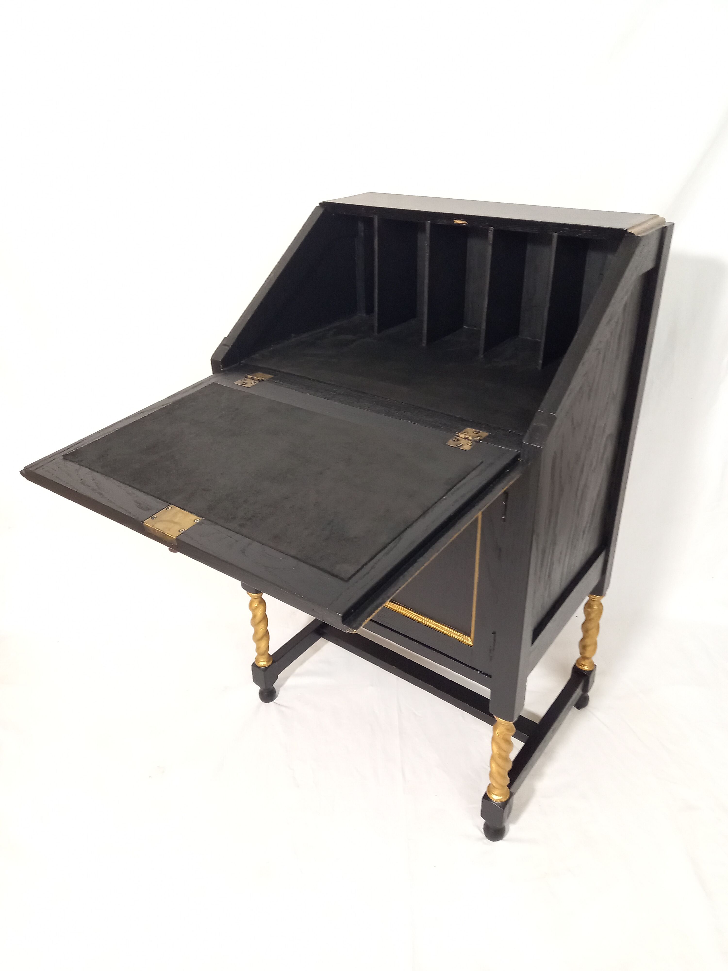 Small secretary with black and gold lid
