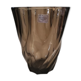 Luminarc twisted vase in smoked glass 1970s