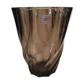 Luminarc twisted vase in smoked glass 1970s