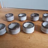 8 egg cups or snail cups in flamed stoneware
