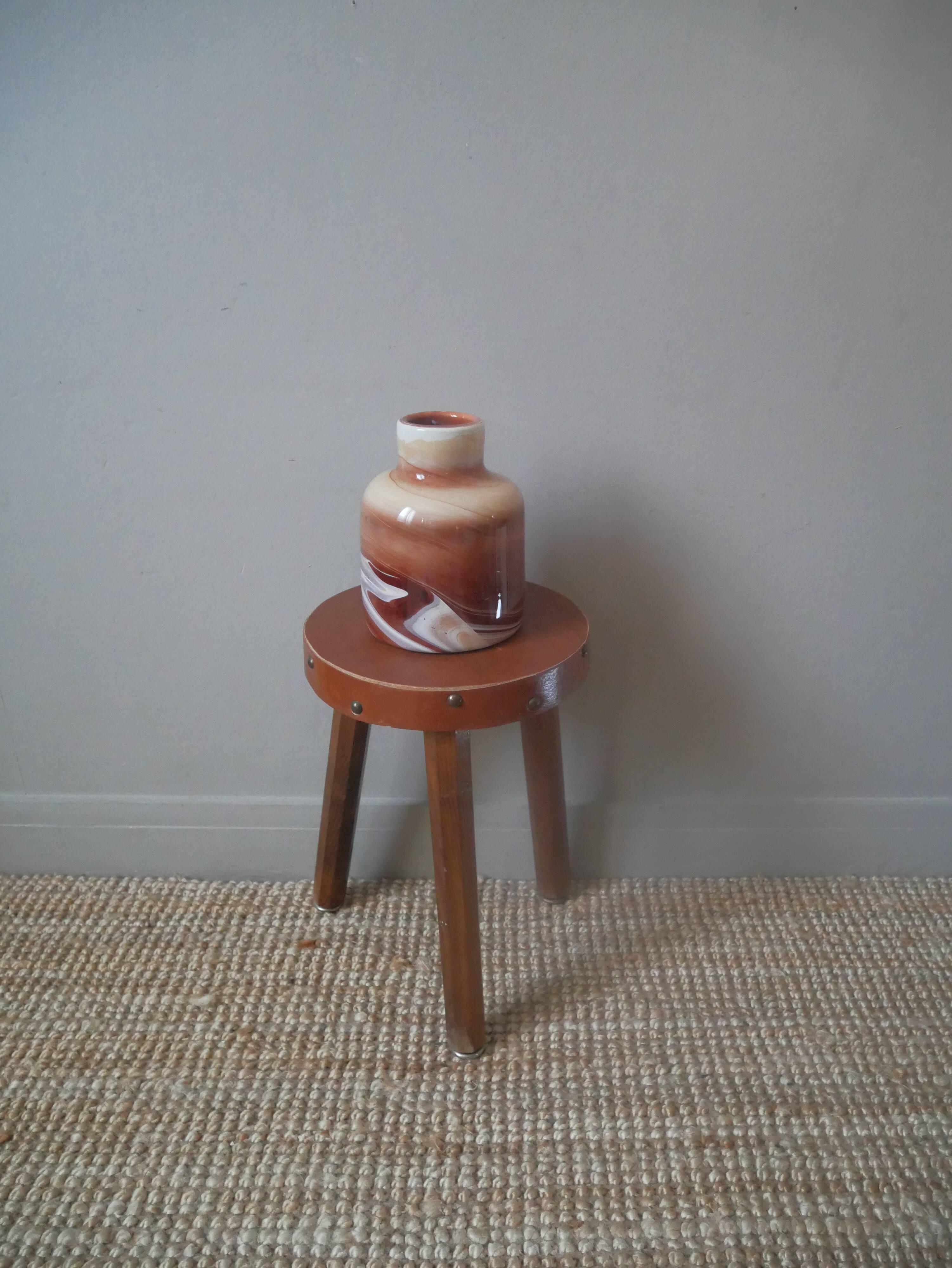 Contemporary design ceramic vase handcrafted minimalist shape brown tones