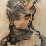 Painting "Portrait of an elegant lady" signed Belzacq first half of the 20th century