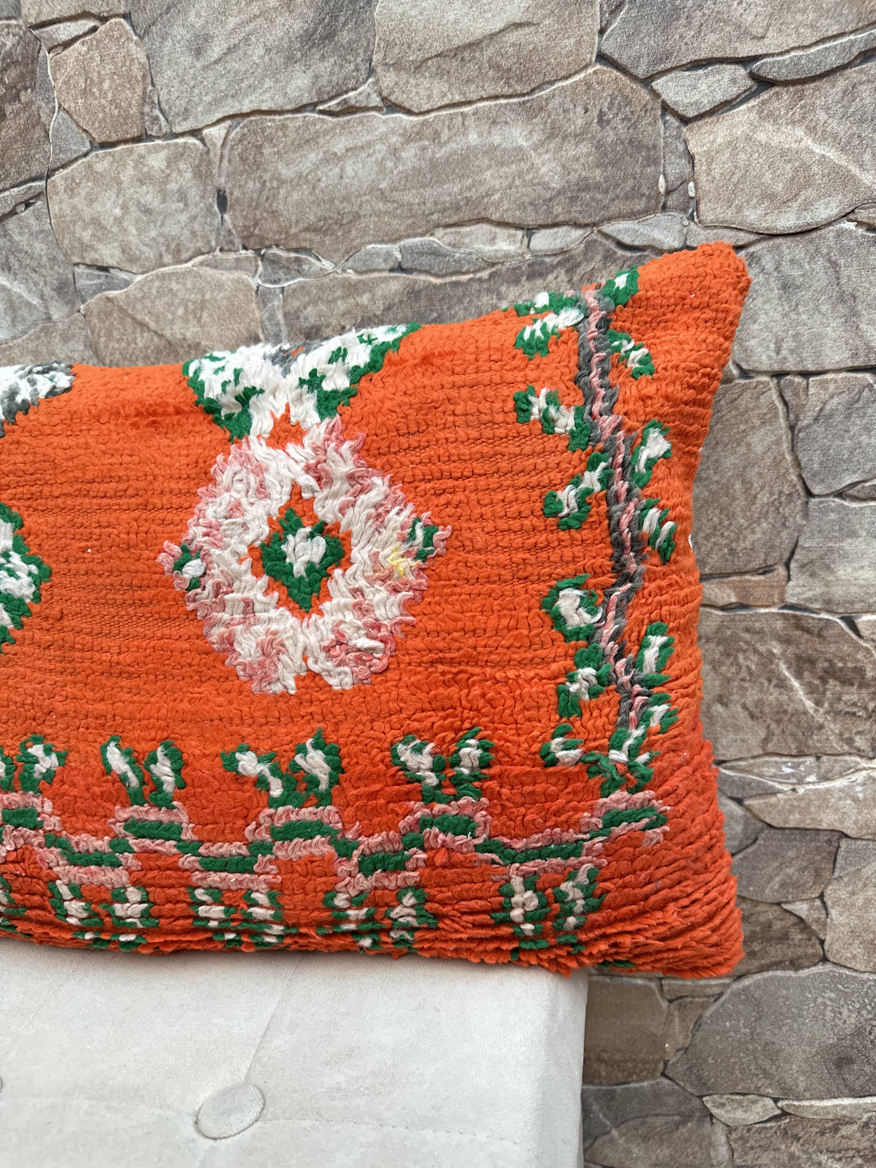Housse de coussin Kilim berbère vintage : Coussin en laine marocaine