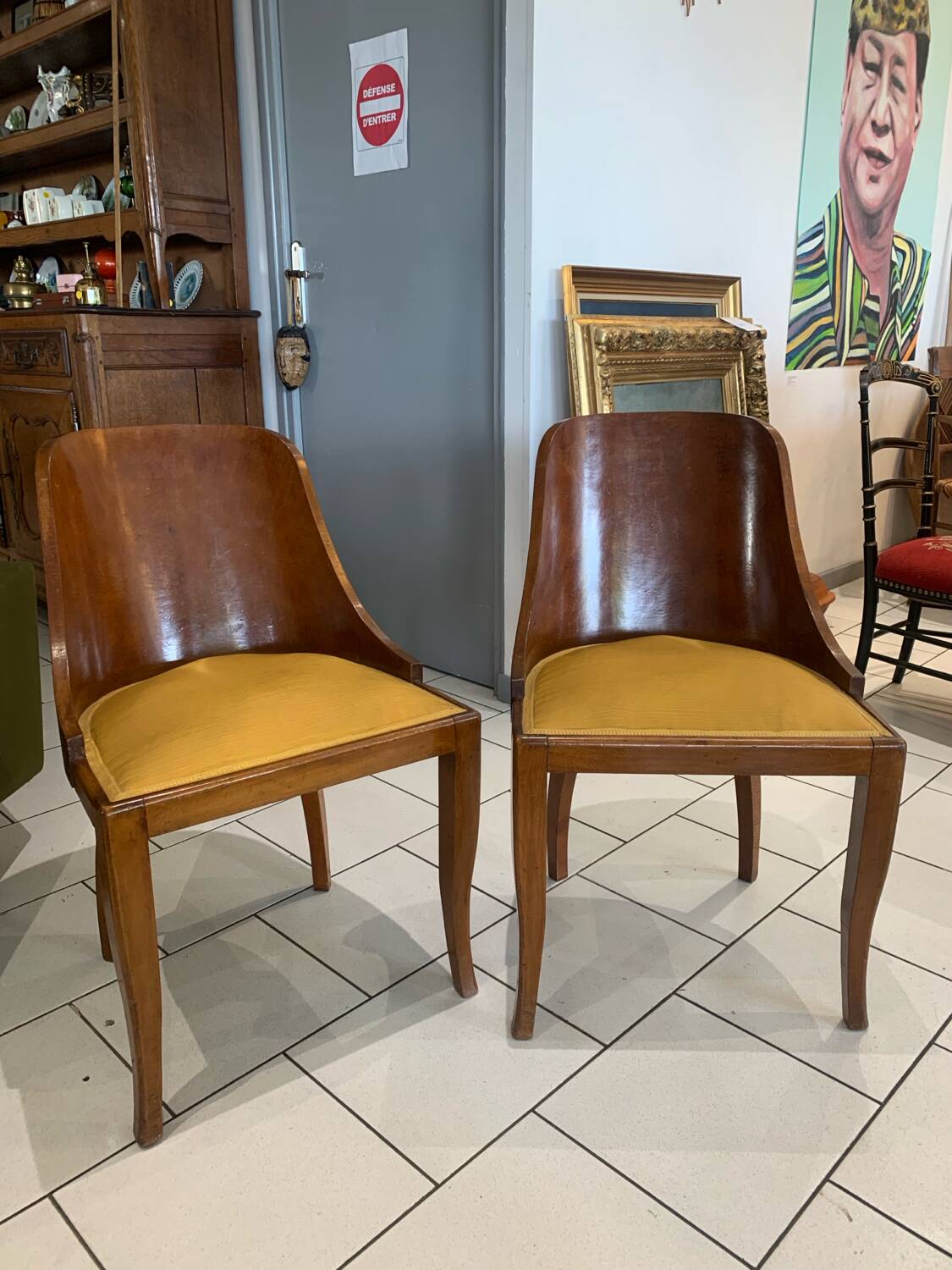 Paire Chaise Gondole Art Deco De Coene Circa 1930