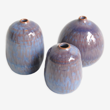Trio of blue miniature ceramics by Antonio Lampecco