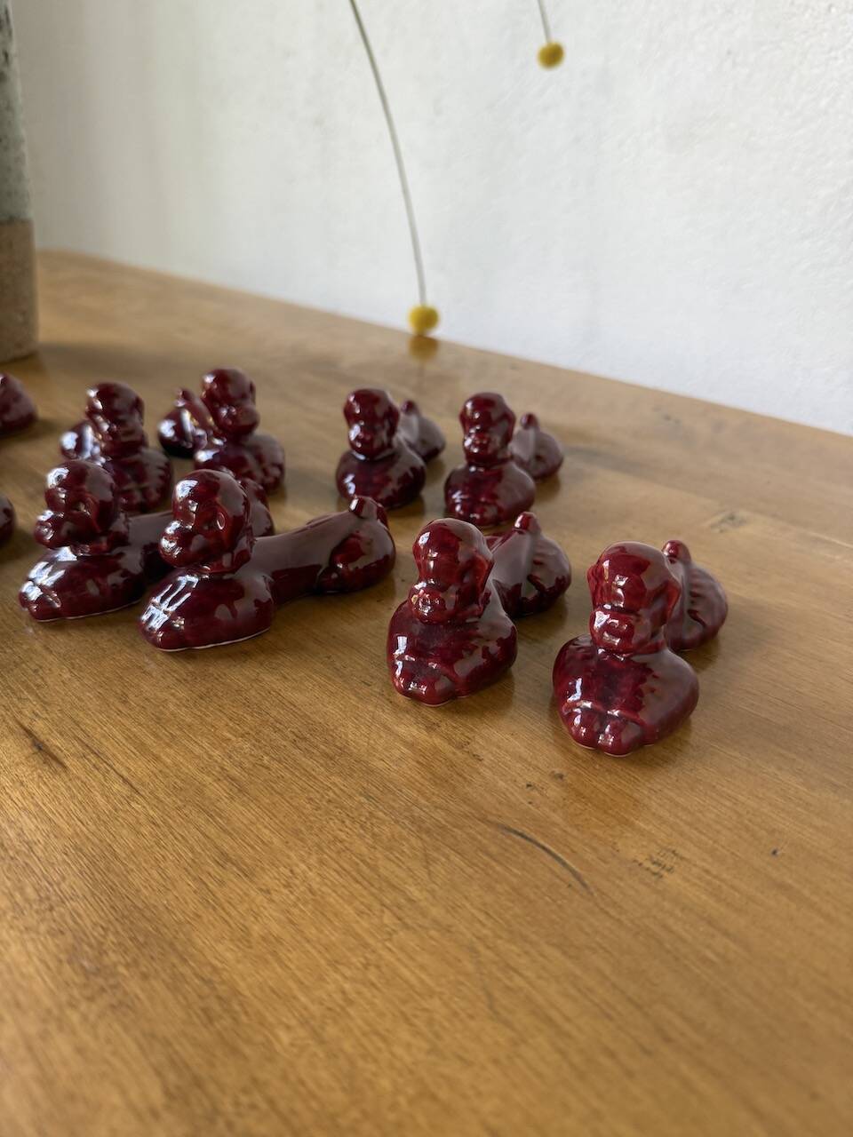 Red poodle ceramic knife holder