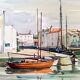André Duculty (1912-1990) Watercolor on paper "Provencal Landscape" Signed lower right