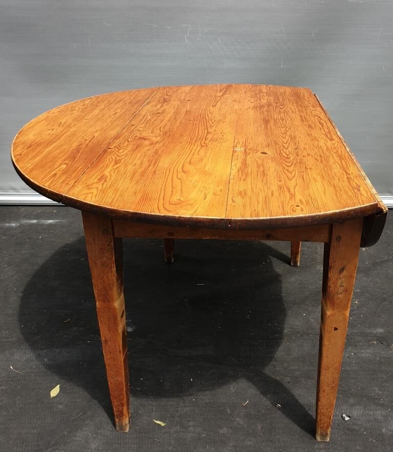 Table pitchpin miel à 2 volets guéridon bistrot vintage