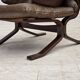 Fauteuil en cuir de meuble marron, années 1970, design scandinave,