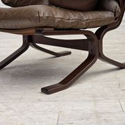 Fauteuil en cuir de meuble marron, années 1970, design scandinave,