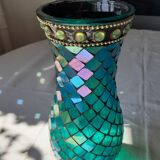 Iridescent faceted vase
