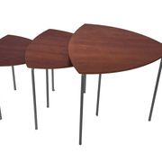 Vintage set of 3 wooden and metal side tables from the 1980s