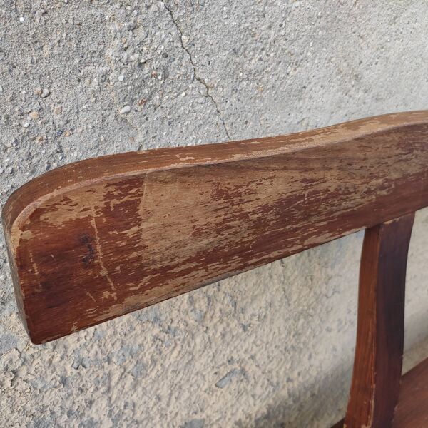 Banc brutaliste en bois massif, France 1950-60