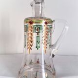 Carafe and 3 liquor glasses with Jugendstijl motifs, year 1920