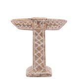 Moroccan candle holder in beige stone, 1970s