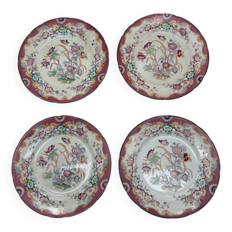 4 Sarreguemines plates, Minton model, 19th century