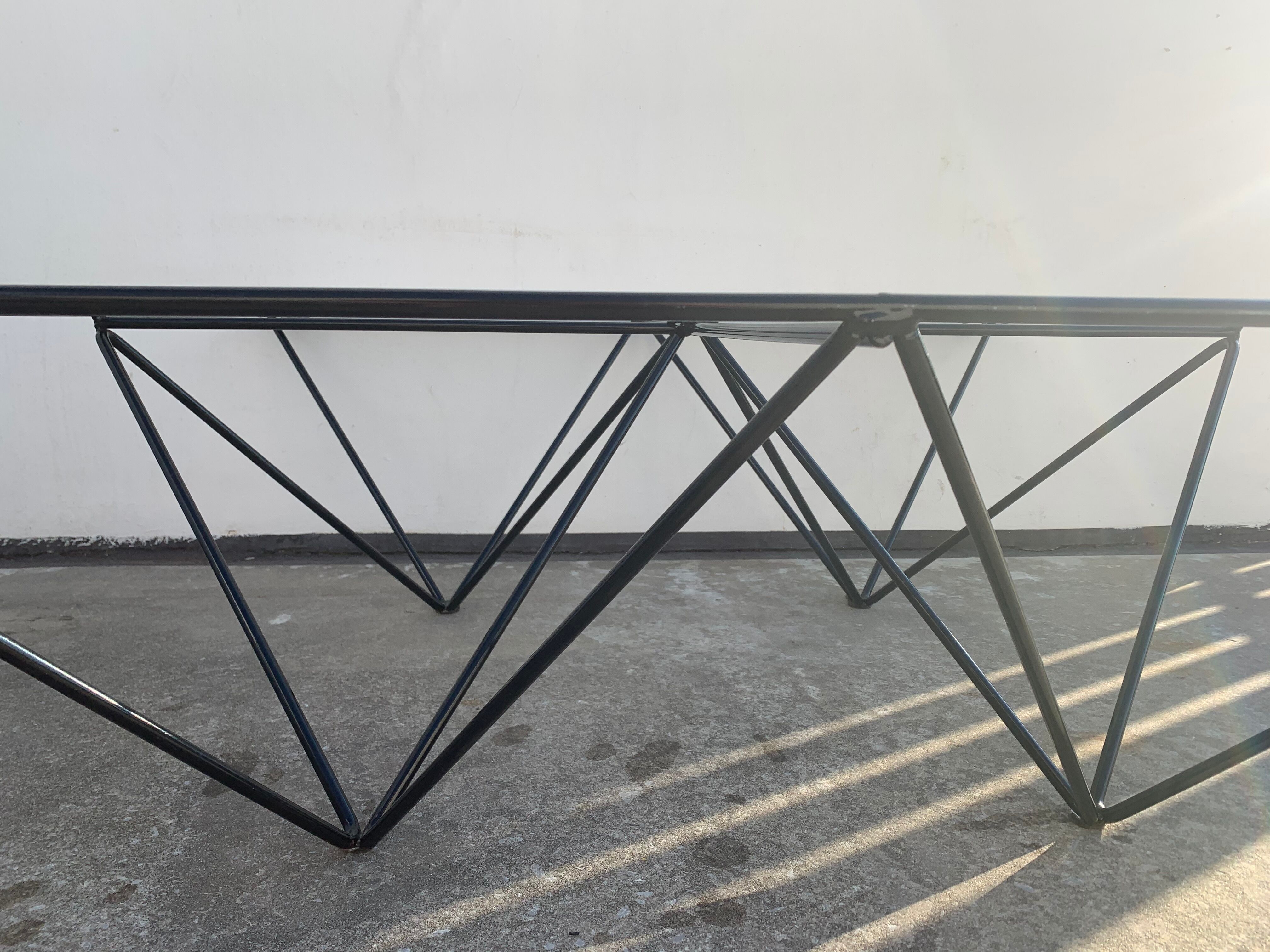 Square coffee table in black tubular steel, 1980