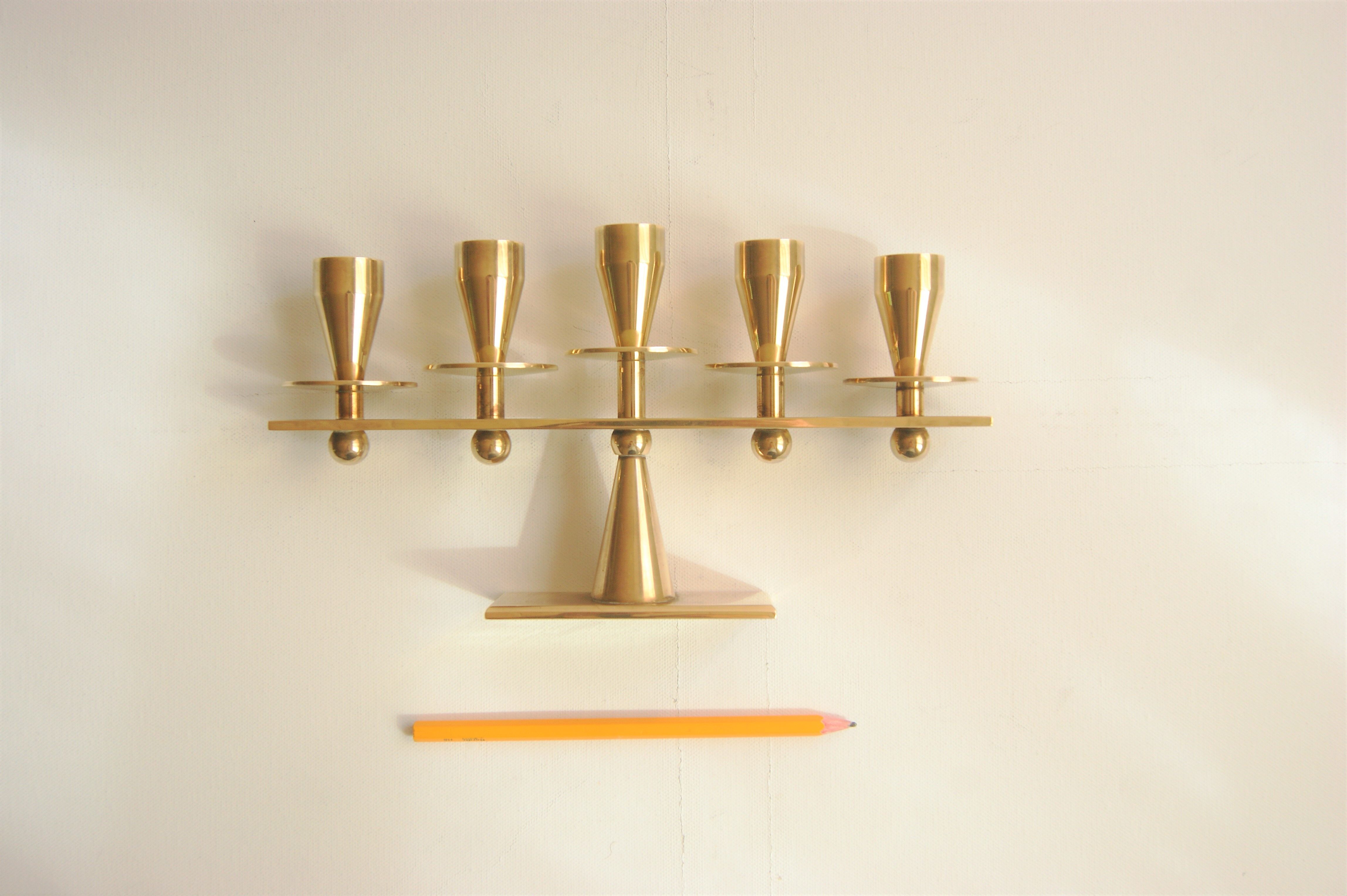 Rare mid-century modern brass candle hold from KARA Denmark 1960s.