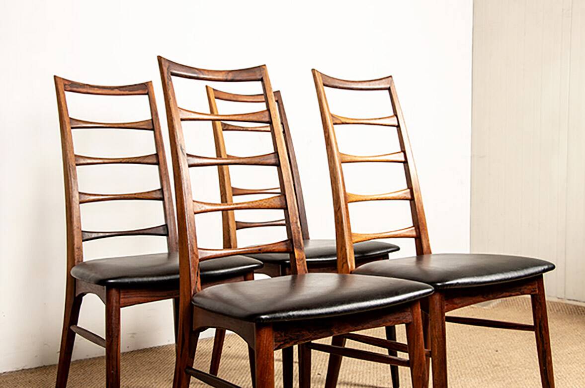 Set of 4 Danish Liz chairs in rosewood by Niels Kofoed, 1960s.