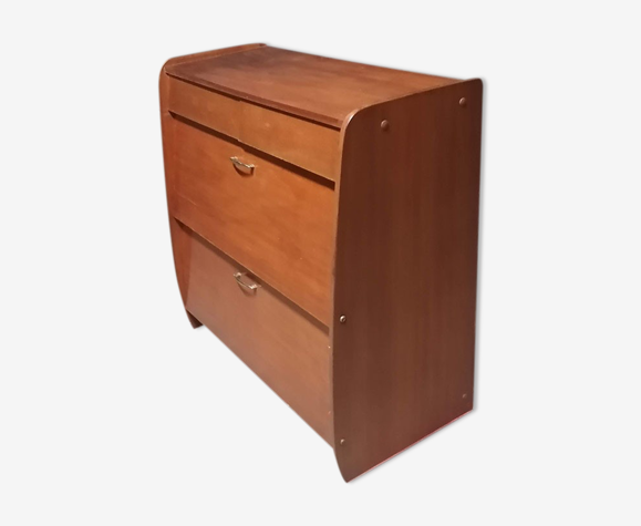 Meuble de rangement placage bois 1960