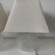 Set of 2 glass table lamps with diamond pattern.