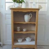 Petite bibliothèque de belle facture en bois brut finition cirée