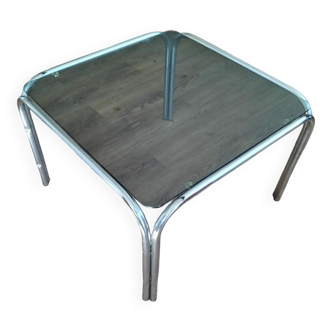 Smoked glass and chrome coffee table from the 70s