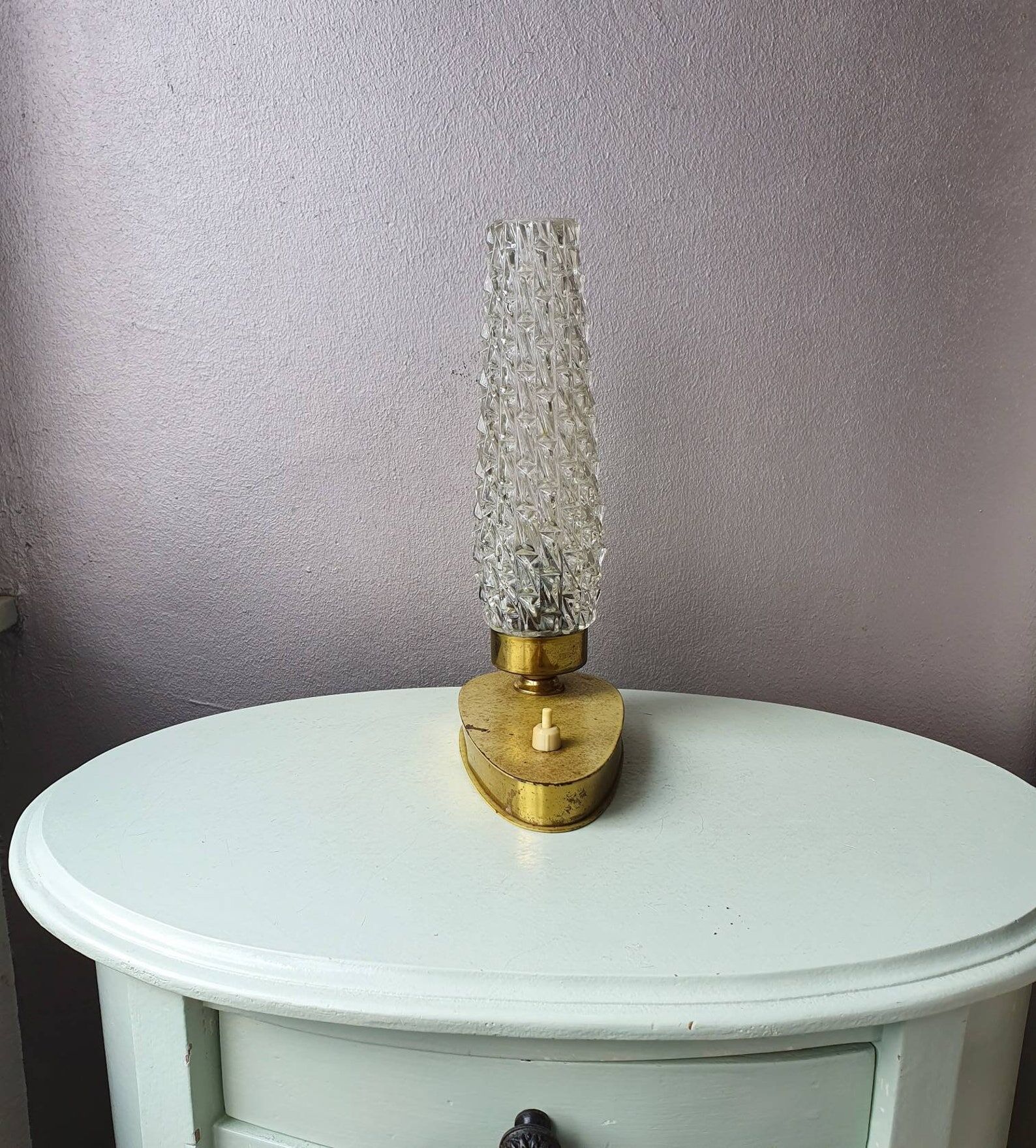Brass night light with glass lampshade 30s