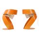 Lot de 2 lampes de table abstraites orange en métal façonné des années 60