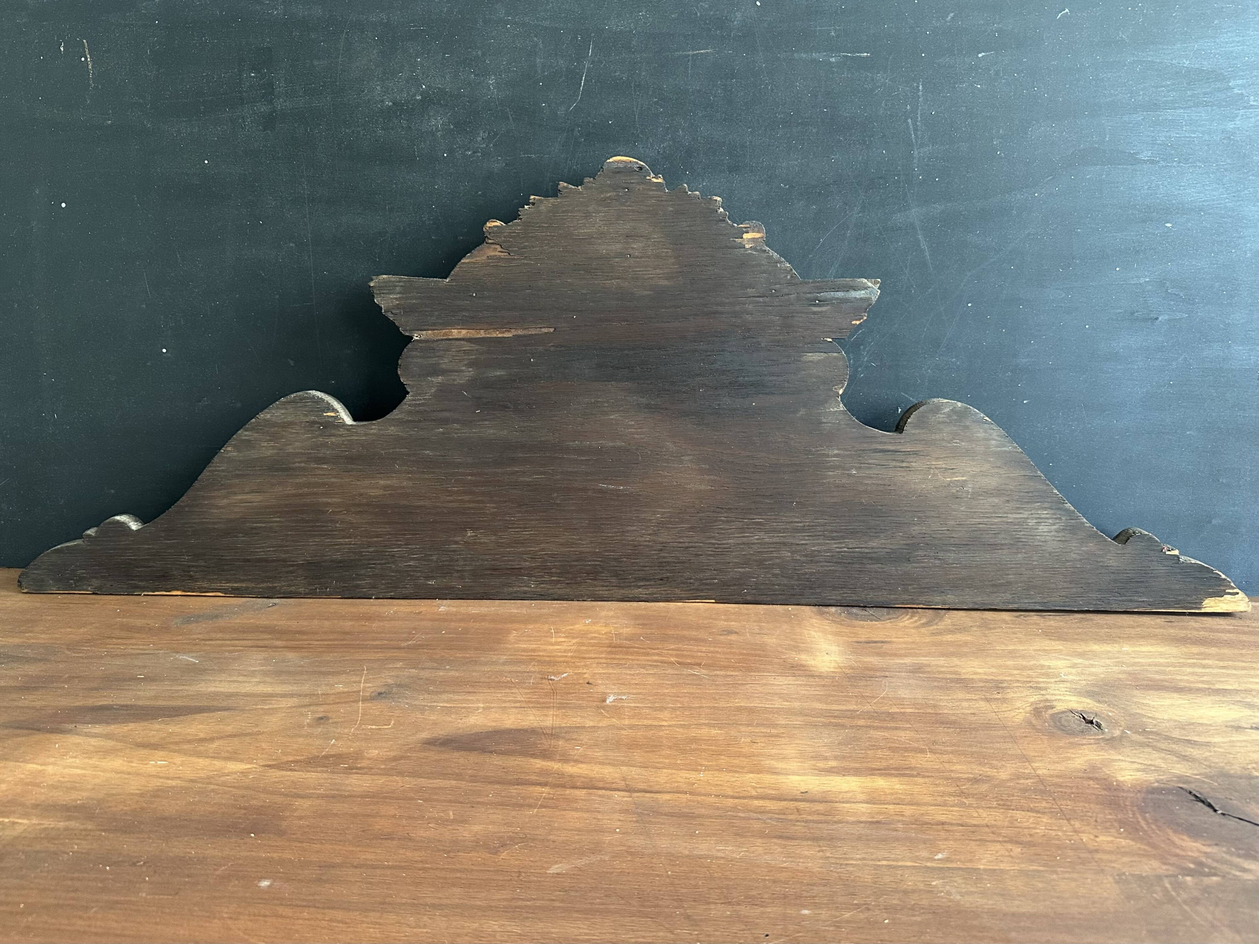 Large ancient carved wooden pediment, early 20th century